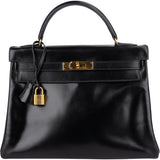 Hermès Box Calfskin Kelly 32 Retourne Handbag - vintageandkickz