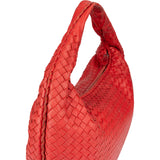 Bottega Veneta Red Intrecciato Leather Belly Hobo Bag