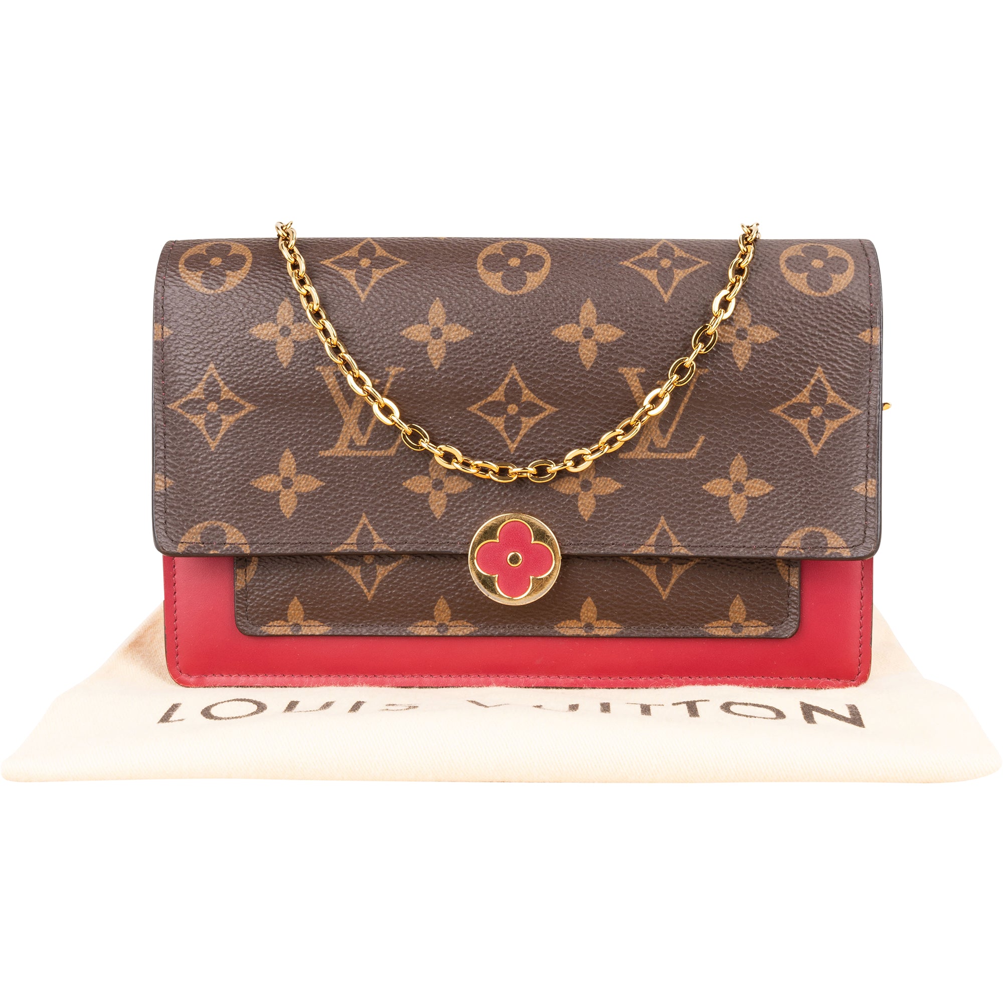 Louis Vuitton Canvas Monogram Flore Chain Crossbody Bag - vintageandkickz
