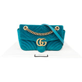 Gucci Blue Satin GG Marmont Crossbody Bag