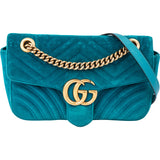 Gucci Blue Satin GG Marmont Crossbody Bag