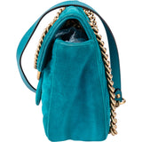 Gucci Blue Satin GG Marmont Crossbody Bag