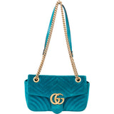 Gucci Blue Satin GG Marmont Crossbody Bag