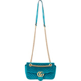Gucci Blue Satin GG Marmont Crossbody Bag