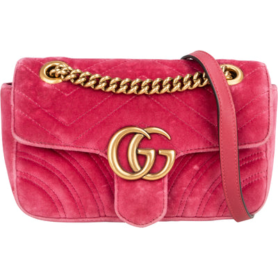 Gucci Quilted Velvet Marmont GG Crossbody Bag