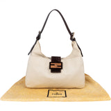 Fendi Cotton Baguette Marmor Buckle Shoulder Bag