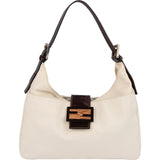 Fendi Cotton Baguette Marmor Buckle Shoulder Bag
