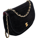 Chanel Velour Marque 24K Gold Single Flap Shoulder Bag