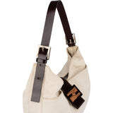 Fendi Cotton Baguette Marmor Buckle Shoulder Bag