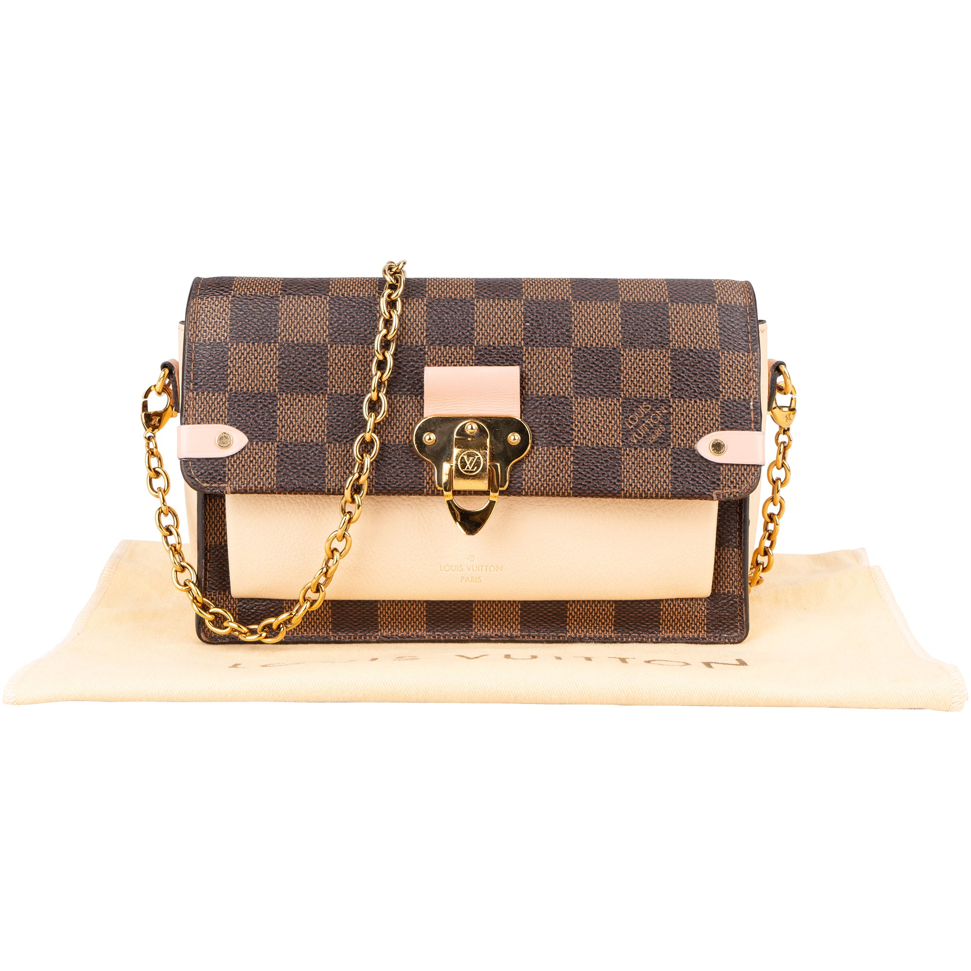 Louis Vuitton Damier Ebene Monogram Vavin Chain Crossbody Bag - vintageandkickz
