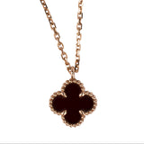 Van Cleef & Arpels Au750 Red Gold Carnelian Mini Alhambra Pendant Necklace