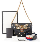 Gucci Black Leather Queen Margaret Bee Shoulder Bag