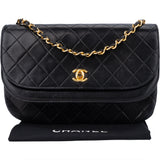 Chanel Quilted Lambskin 24K Gold Halfmoon Double Flap Shoulder Bag