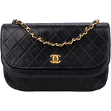 Chanel Quilted Lambskin 24K Gold Halfmoon Double Flap Shoulder Bag