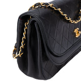 Chanel Quilted Lambskin 24K Gold Halfmoon Double Flap Shoulder Bag