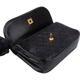 Chanel Quilted Lambskin 24K Gold Halfmoon Double Flap Shoulder Bag