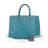 Prada Blue Saffiano Leather Galleria Handbag
