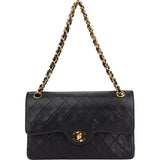 Chanel Quilted Lambskin 24K Gold Double Flap Shoulder Bag