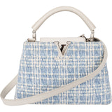 Louis Vuitton Bleu Blanco Tweed Capucines BB Handbag - vintageandkickz