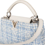 Louis Vuitton Bleu Blanco Tweed Capucines BB Handbag - vintageandkickz