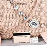 Miu Miu Quilted Leather Crystal City Handbag