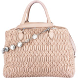 Miu Miu Quilted Leather Crystal City Handbag