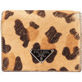 Prada Calfskin Leopard Print Mini Wallet