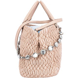 Miu Miu Quilted Leather Crystal City Handbag