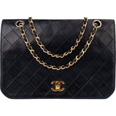 Chanel Quilted Lambskin 24K Gold Single Flap Crossbody Bag