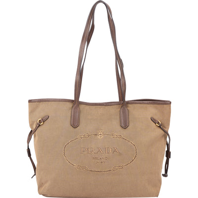 Prada Brown Jacquard City Shoulder Bag - vintageandkickz