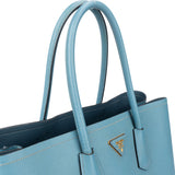 Prada Blue Saffiano Leather Double Handbag