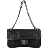 Chanel Perforated Lambskin Palladium Single Flap Crossbody Bag
