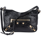 Baleciaga Black Leather City Crossbody Bag