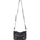 Baleciaga Black Leather City Crossbody Bag
