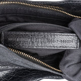 Baleciaga Black Leather City Crossbody Bag