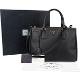 Prada Black Saffiano Leather Galleria Handbagg