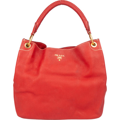 Prada Red Calfskin Daino Handbag - vintageandkickz