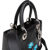 Christian Dior Black Leather Patch Embellished Lady Dior Handbag
