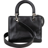 Christian Dior Black Leather Patch Embellished Lady Dior Handbag