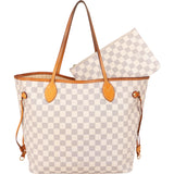 Louis Vuitton Damier Azur Monogram Neverfull MM Shopper Handbag