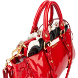 Miu Miu Tricolor Flower Patent Leather Handbag