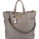 Prada Grey Leather Vitello Handbag