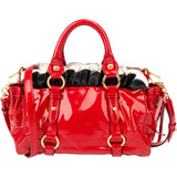 Miu Miu Tricolor Flower Patent Leather Handbag
