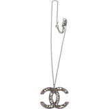 Chanel Grey Corrugated Decorated CC Necklace