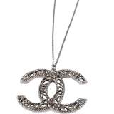 Chanel Grey Corrugated Decorated CC Necklace