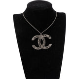 Chanel Grey Corrugated Decorated CC Necklace