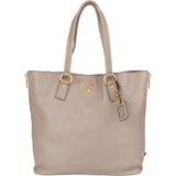 Prada Grey Calfskin Vitello Zippy Handbag