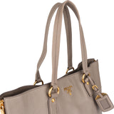 Prada Grey Calfskin Vitello Zippy Handbag