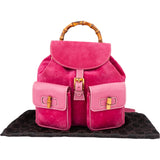 Gucci Pink Suede Bamboo Backpack