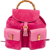 Gucci Pink Suede Bamboo Backpack